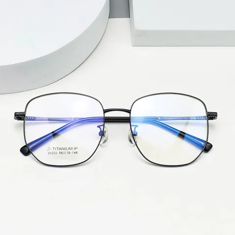 Vintage Polygon Titanium Alloy Optical Glasses Frame Big Face Anti-Blue Light Men Women Eyewear