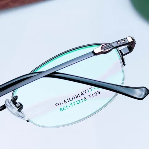Women's Titanium Alloy Optical Glasses Frame Semi-Rimless Vintage Myopia Eyewear Metal Prescription Glasses Frame