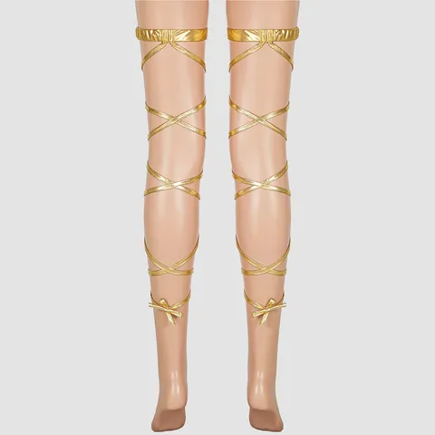Women Sexy Patent Leather Leg Harness Crisscross Straps Thigh Ring Garter Punk Gothic Accessories For Lingerie Gold Silver Black
