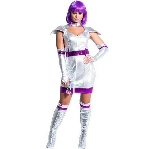 Space Robot Cosplay Costume Sexy Metallic Silver Alien Warrior Dress For Women Halloween Party Stage Performance Outfit Full Set