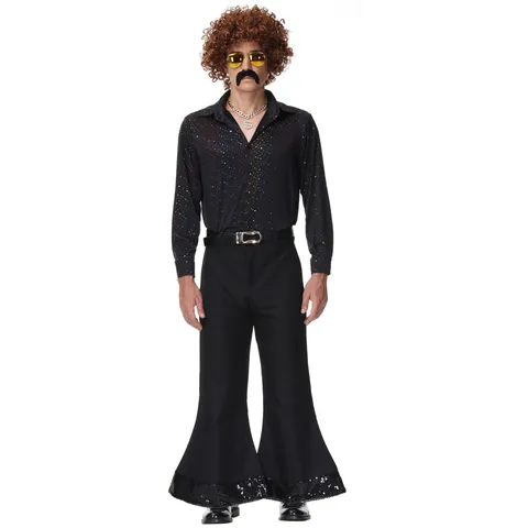 Costume de Scène Rétro des Années 80 Disco pour Couples Fête d'Halloween Combinaison en Polyester à Paillettes Ensemble Haut et Bas pour Femmes Hommes
