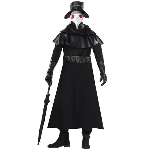 Pestmeester Kostuum Voor Heren Halloween Cosplay Middeleeuws Steampunk Donker Gewaad Met Wit Snavelmasker Set Outfit
