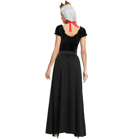 Medieval Queen Of Hearts Costume Halloween Palace Princess Ball Gown Party Cosplay Outfit For Women Top And Bottom Accessory Set
