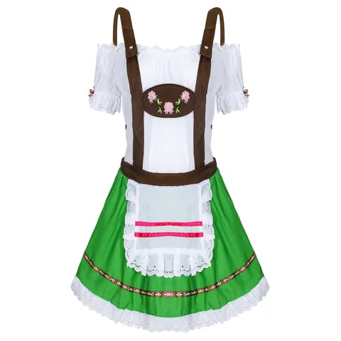 Abito da Dirndl Bavarese da Donna Costume da Ragazza della Birra per Carnevale Halloween Festa Abbigliamento Festivo