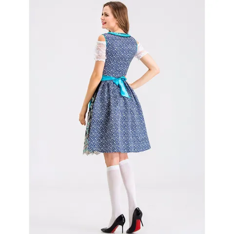 Damen Oktoberfest Dirndl Kleid Traditionelle Alpine Deutsche Bierfest Kostüm Party Performance Kleid Bedruckt Stickerei Dirndl