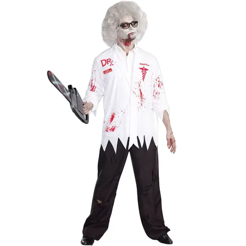 Halloween Bloody Zombie Nurse Costume For Women Horror Cosplay Printed Dress With Hat Mask And Gloves Party Apparel