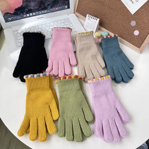 Winter Warm Touch Screen Knit Gloves Women Men Couples Solid Color Fingerless Cycling Gloves Outdoor Thermal Gloves