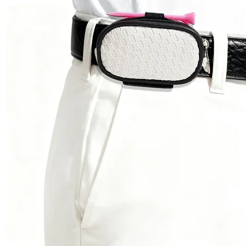 Korean Woven PU Leather Golf Ball Waist Bag Portable Sports Pouch With Tee Holder Professional Golf Accessory Organizer For Outdoor Golfing