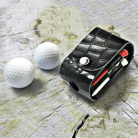 Luxury Cowhide Leather Golf Ball Bag Crocodile Pattern Waist Pouch With Divot Tool Holder Small Golf Accessory Bag For Men Women