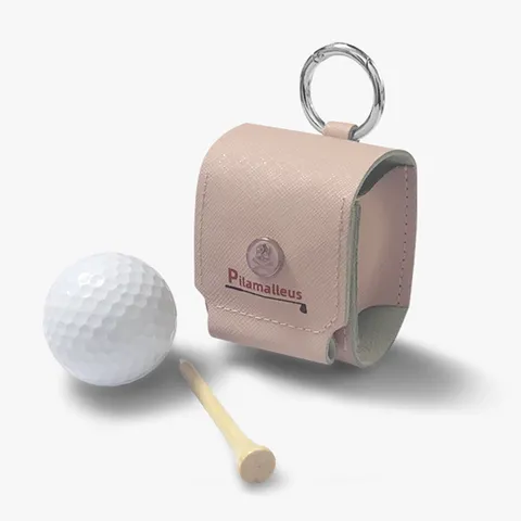 Portable Cowhide Leather Golf Ball Pouch Mini Waist Bag For Golfing Accessories With Metal Buckle And Magnetic Clasp