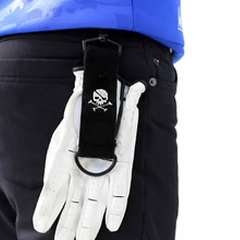 Golfhandschuh-Halter-Clip Mit Totenkopf-Stickerei Doppelseitiges Ballreinigungstuch Tragbares Golfzubehör Mit D-Ring-Schnalle Für Herren Damen