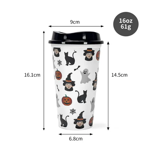 Halloween Gobelet en Plastique Changement de Couleur Thermique Sensible à la Chaleur Boisson Directe Tumbler Cadeau de Fête Article de Boisson