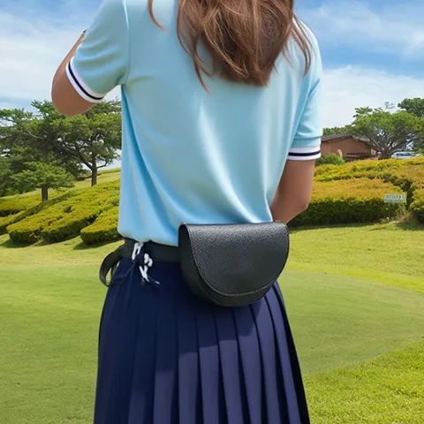 Korean Style PU Leather Golf Waist Bag Half Moon Rangefinder Pouch Magnetic Closure Compact Sports Belt Bag For Men Women