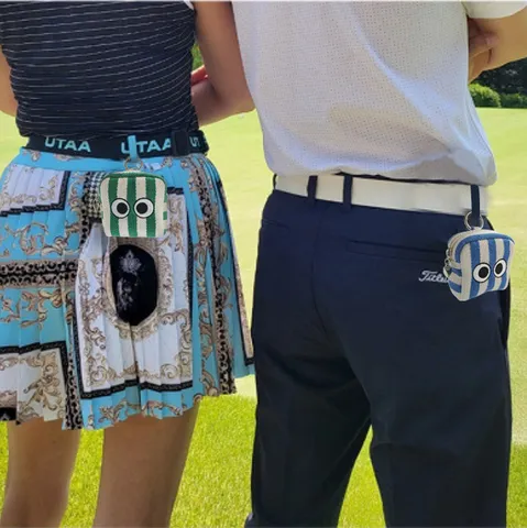 Süße Gestreifte Segeltuch Golfball Gürteltasche Mit Großen Augen Verzierung Tragbare Mini Sportbeutel Hängende Gürteltasche Für Damen Herren