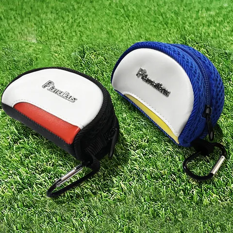 Tragbare Golfballtasche PU Leder Mesh Hüfttasche Mit Metallhaken Kleine Reißverschlusstasche Golf Trainingszubehör Für Damen Herren