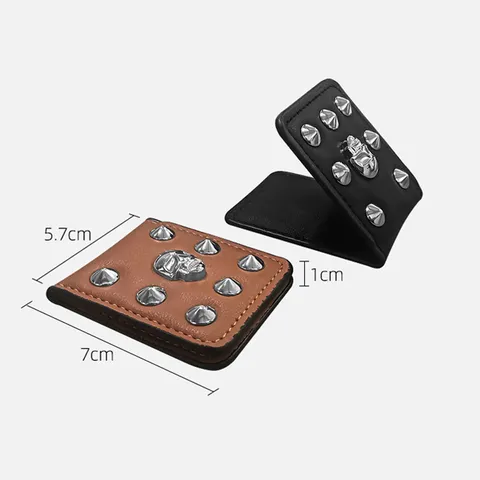 Totenkopf PU Leder Golf Geldklammer Magnetische Schlanke Brieftasche Gothic Punk Metall Totenkopf Niete Geldscheinklammer Für Herren Damen Alltagsgebrauch
