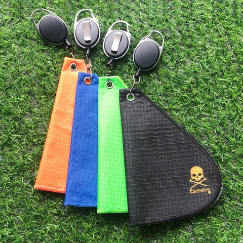 Tragbares Golfball Reinigungstuch Mit Einziehbarem Haken Totenkopf Muster Polyester Mikrofaser Saugfähiges Tuch Für Golfschläger Zubehör