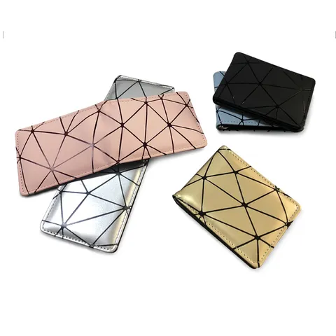 Magnetische Geldklammer Brieftasche PU Leder Rauten Geometrische Dreieck Patchwork Schlank Tragbare Kreditkartenhalter Für Sport Alltag Unisex