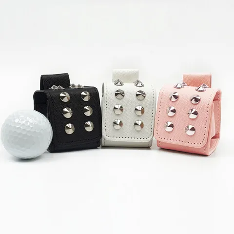 Draagbare Klinknagel Golfbaltas PU Leer Taille Hangende Golfbalhoes Enkele Balhouder Met Metalen Haak Sportaccessoires
