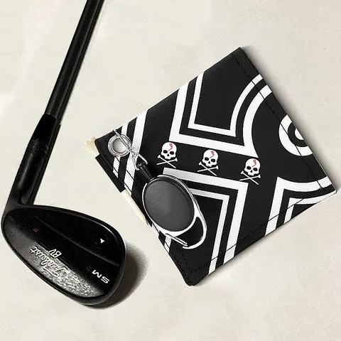 Golf Ball Cleaning Towel Polyester Sport Towel With Retractable Hook Club Cleaner Skull Printed Geometric Patterns Outdoors Accessories
