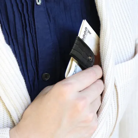 Koreanischer Stil Krokodilmuster PU Leder Magnetische Geldscheinklammer Slim Mini Brieftasche Für Bargeld Karten Damen Herren Golf Zubehör