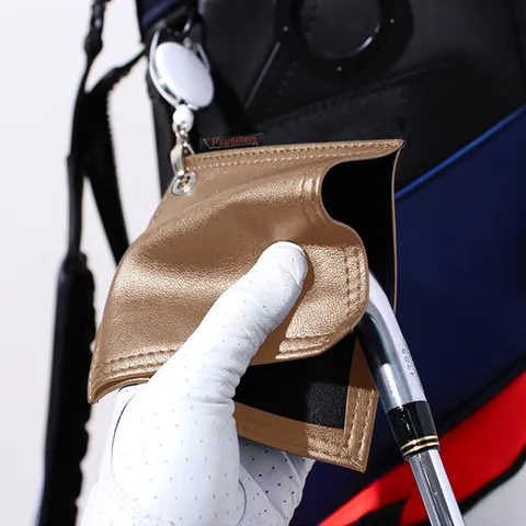 Tragbares PU Leder Golfball Reinigungstuch Mit Einziehbarem Hängeclip Quadratisch Mikrofaser Golfbeutel Wischtuch Für Outdoor Sport Golfzubehör