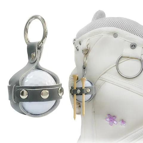 Mini Golfballtasche Aus Vollnarbenleder Tragbare Golfball-Pouch Mit Metall-Schlüsselring-Clip Einzelballhalter Zubehör