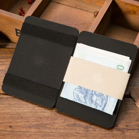 Minimalistisches PU Leder Magisches Kartenetui Geldbörse Kreativ Schlank Reißverschluss Münzbeutel Multikarten Schlitz Fall Für Herren Damen Alltag Pendeln