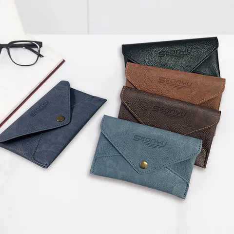 Minimalistisch PU Leder Umschlag Kartenetui Große Kapazität Herren Business Visitenkarten Brieftasche Tragbare Geldbörse Einfarbig Zweifach Gefaltet