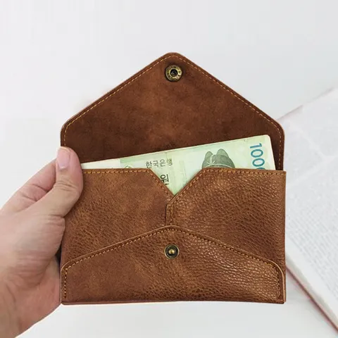 Minimalistisch PU Leder Umschlag Kartenetui Große Kapazität Herren Business Visitenkarten Brieftasche Tragbare Geldbörse Einfarbig Zweifach Gefaltet