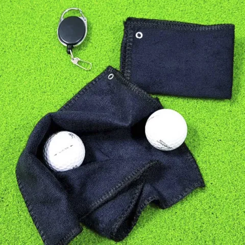 Microfiber Golf Cleaning Towel With Retractable Carabiner Hook Carabiner Quick Dry Sport Towel For Golf Clubs Balls Clean Accessories