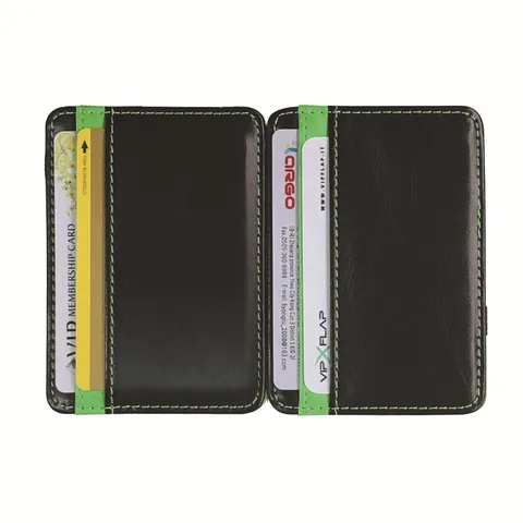 Herren Magic Wallet aus kurzem PU-Leder Dünner Kartenhalter mit Gummiband Minimalistische Business Casual Brieftasche für Männer