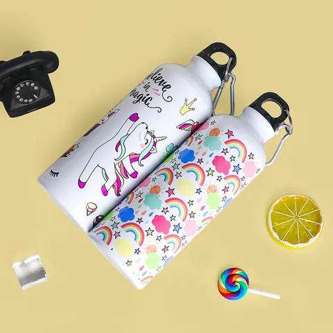 Gourde de Sport Changeant de Couleur en Aluminium Articles de Boisson Extérieur Fitness Cyclisme Tasse Portable Avec Mousqueton
