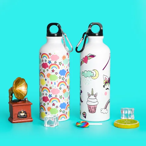Gourde de Sport Changeant de Couleur en Aluminium Articles de Boisson Extérieur Fitness Cyclisme Tasse Portable Avec Mousqueton