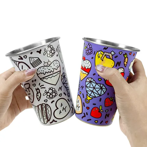 Tasse à Bière Portable en Acier Inoxydable Changement de Couleur Camping en Plein Air Boisson Directe Tasse d'Eau