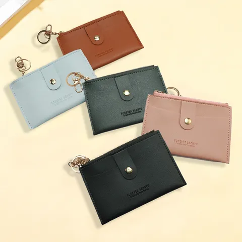 Minimalistisches PU Leder Münztäschchen Für Damen Korea Stil Einfarbig Kartenhalter Mini Reißverschluss Tasche Kleines Portemonnaie