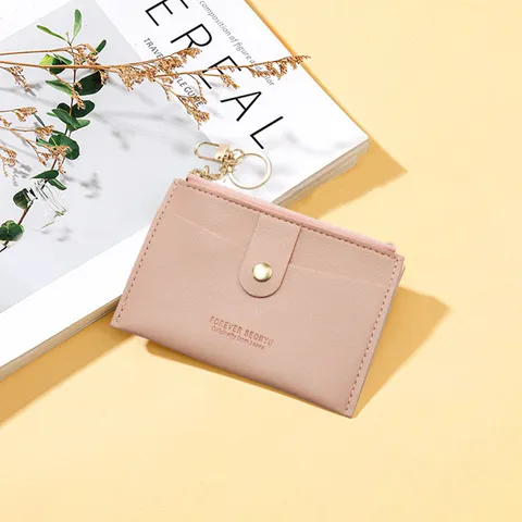 Minimalistisches PU Leder Münztäschchen Für Damen Korea Stil Einfarbig Kartenhalter Mini Reißverschluss Tasche Kleines Portemonnaie