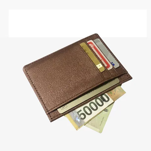 Kartenhalter aus PU-Leder im koreanischen Stil für Damen Schlankes Münzetui mit mehreren Fächern Unifarben Minimalistische tragbare Business-Geldbörse