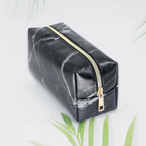 Modischer Minimalistischer Marmormuster Kulturbeutel PU Leder Große Kapazität Kosmetiktasche Reise Wasch Organizer Tasche
