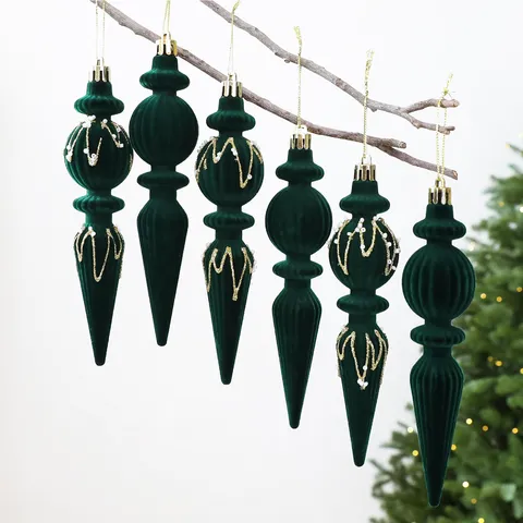 Flocked Painted Christmas Hanging Balls Set Festive Tree Ornaments Holiday Home Interior Door Wall Hanging Decoration