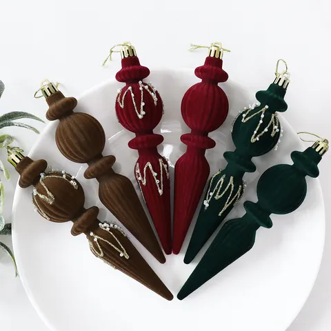 Flocked Painted Christmas Hanging Balls Set Festive Tree Ornaments Holiday Home Interior Door Wall Hanging Decoration