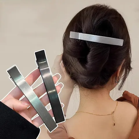 Korean Minimalist Metal Hair Clip Large Duckbill Clip Smooth Brushed Hair Barrette For Women Styling Accessories Headwear