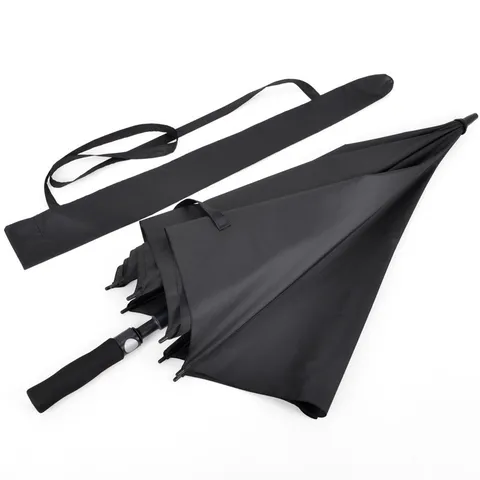 Large Golf Umbrella Straight Long Handle Windproof Automatic Open Pongee Fabric With EVA Handle And Strap Cover