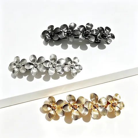 Pinza para el Pelo de Resorte de Metal Estilo Francés Elegante Aleación Strass Floral Pasadores Para Mujeres Accesorios para el Cabello Fiesta Joyería