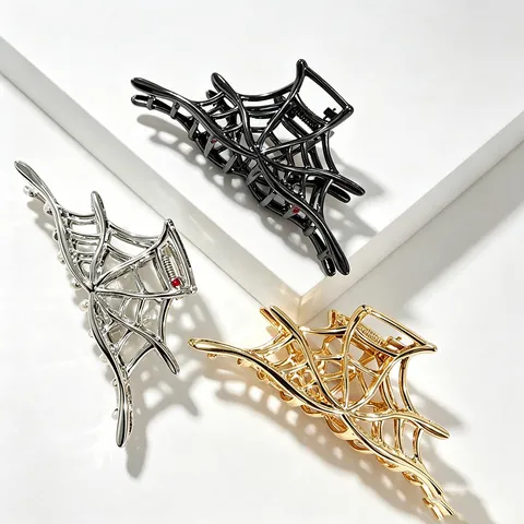 Gothik Halloween Spinne Skelett Geisterhand Haarkralle Clips Metall Fledermaus Flügel Haarkrebs Strass Haarschmuck Für Damen