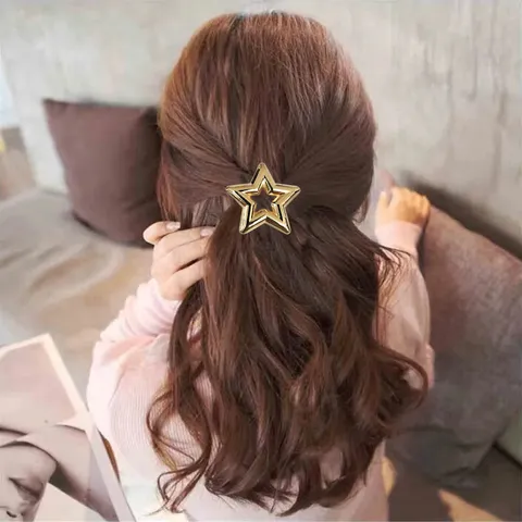Femmes Pince à Cheveux Géométrique Métallique Luxe Or Irrégulier Rond Ovale Étoile Cœur Épingle à Cheveux Accessoires de Mode