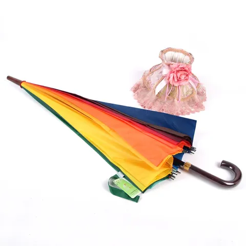 Oversized Rainbow Golf Umbrella 16 Ribs Long Handle Automatic Color Gradient Rain Umbrella For Men Women Daily Commute