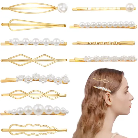 Alloy Geometric Gold Silver Artificial Pearl Hair Clips Collection For Women Fashion Commute Bobby Pins Hair Accessories