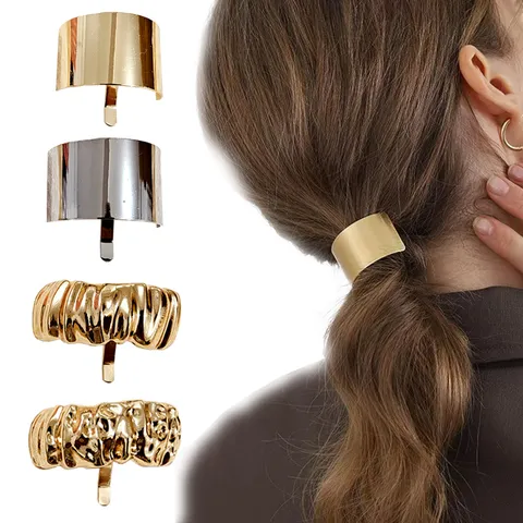 Geometric U-Shaped Hair Fork Zinc Alloy Ponytail Holder Hair Clip For Women Electroplated Metal Hair Hook Fashion Headwear