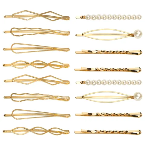 Alloy Geometric Gold Silver Artificial Pearl Hair Clips Collection For Women Fashion Commute Bobby Pins Hair Accessories